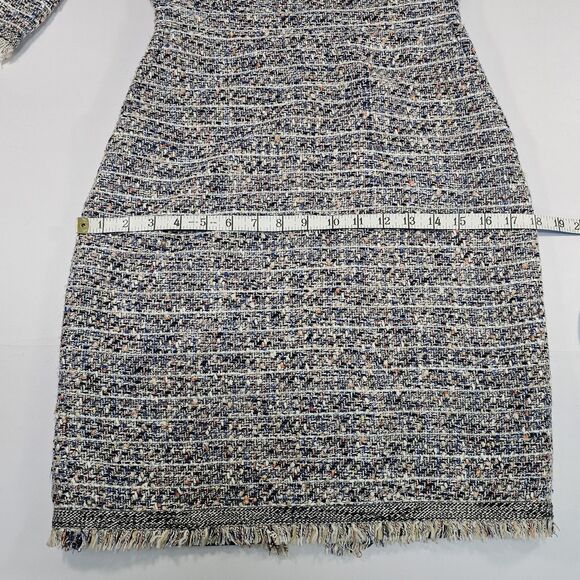 J.Crew Multicolor Tweed Fringe Sheath Dress 3/4 Sleeve Women's Size 0 - Picture 7 of 10